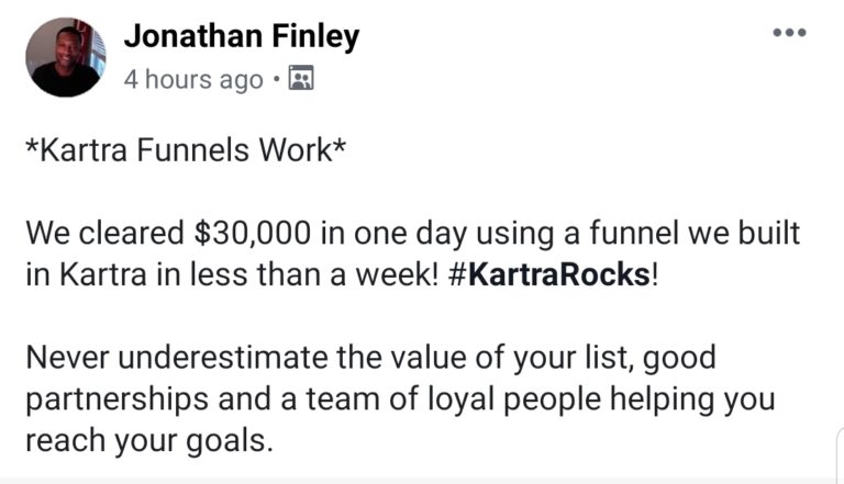 Kartra Marketing Funnels Testimonial